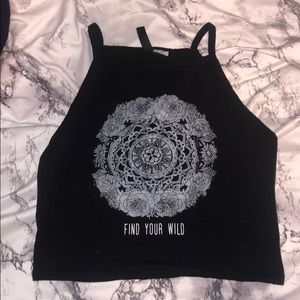 Black graphic crop top